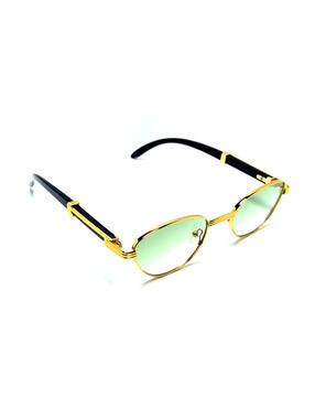 Retro Green Gradient Lens Gold Black Narrow Cat Eye Women's Fashion Sunglasses
